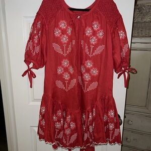 INNIKA CHOO SZ 1 small red floral DRESS NWT